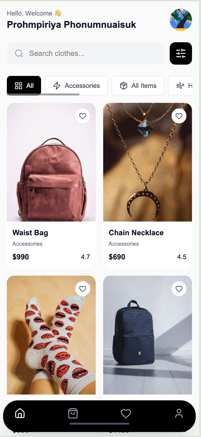 E-Commerce App mobile view